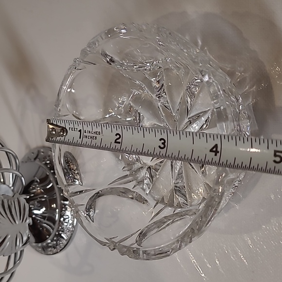 Vintage old English recreation #4021 metal basket w/ crystal bowl - Picture 4 of 9